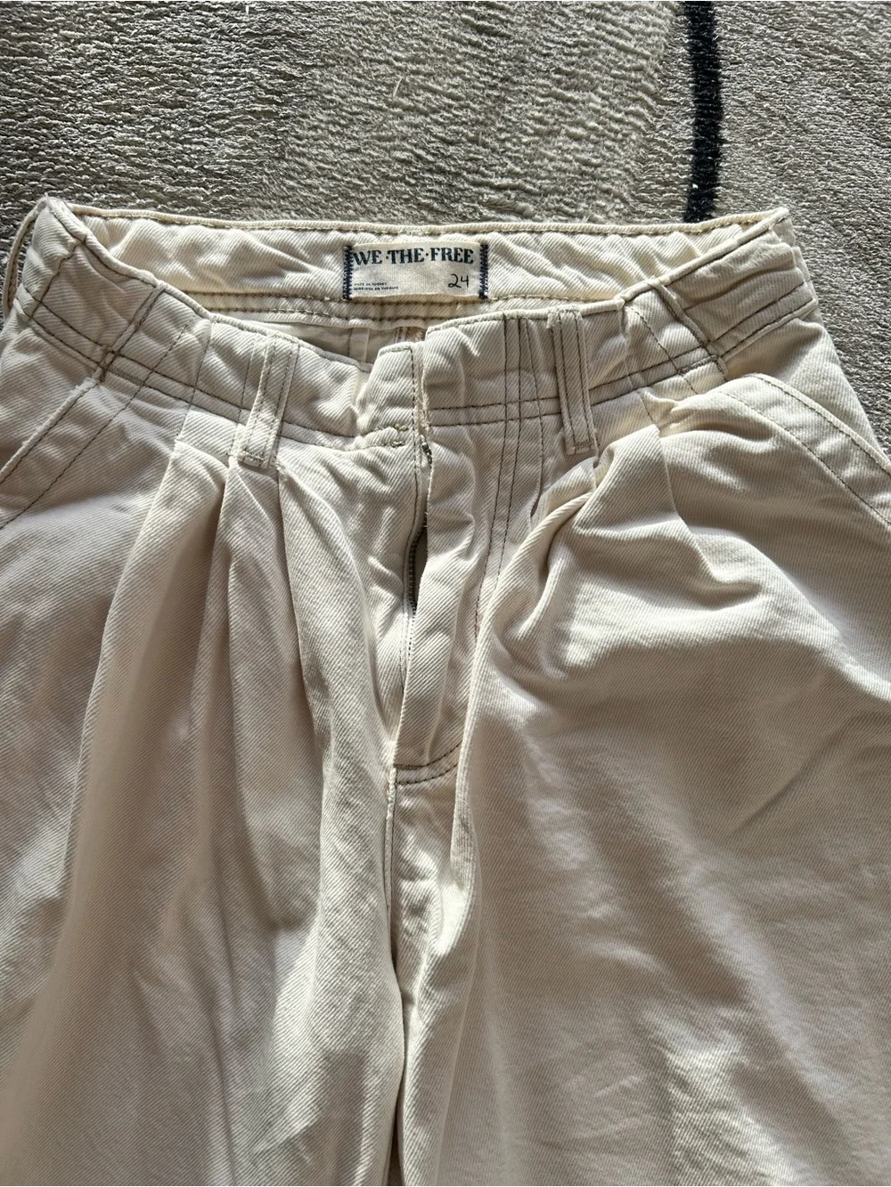 Free People Wide Leg Cropped Pants in Off-White